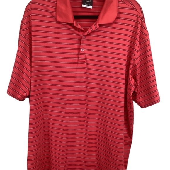 Men’s NIKE Dri-Fit Golf Striped Polo Coral striped Shirt Short Sleeve Size Large - Picture 3 of 10